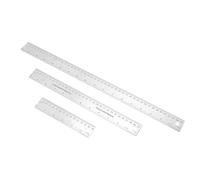 Acouto Reglas de Acero Inoxidable, Reglas de Metal con Parte Trasera de Corcho, Paquete de 3 con Pulgadas y Medidas, Diseño de Orificio para Colgar para Oficinas, Aulas, Redacción y Uso Escolar