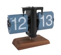 Acouto Reloj de Escritorio Digital con Tapa, 12 Horas, Reloj Mecánico Retro con Pilas y Base de Madera para Livi de Escritorio con Tapa Digital Abatible hacia Abajo con Pilas Ret Lip (Marco Negro de