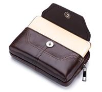 Acouto Riñonera de Cuero para Hombre, Riñonera, Funda para Teléfono con Presilla para Cinturón, Compartimento con Cremallera y Material Bancario, Hecha para Billetera, Cuero Metálico, Elegante de