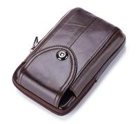 Acouto Riñonera de Cuero para Hombre, Riñonera, Funda para Teléfono con Presilla para Cinturón, Compartimento con Cremallera y Material Bancario, Hecha para Billetera, Cuero Metálico, Elegante de