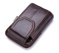 Acouto Riñonera de Cuero para Hombre, Riñonera, Funda para Teléfono con Presilla para Cinturón, Compartimento con Cremallera y Material Bancario, Hecha para Billetera, Cuero Metálico, Elegante de