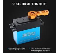 Acouto Servo Digital 30 Kg 4 Piezas Servo de Engranaje de Acero Inoxidable de Alto par 270 ° para 1/8 1/10 /12 Escala RC Cars Robot Manipulador con Función de Brazo 25T Precisión con Resistencia Al