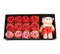 Acouto Set de Regalo de Flor de Roja y Oso de Peluche, Set de Jabones, Belleza Duradera, Romántico del Día de San Valentín, Elegantemente Presentado en Caja de Regalo para Ella, Día de la Madre,