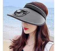 Acouto Sombreros para el Sol con Ventilador Viseras de Gran área para Mujeres y Niños Ventilador Recargable por USB Sombreros para el Sol con VentiladorSombrero para VentiladorSombrero para (BLACK)