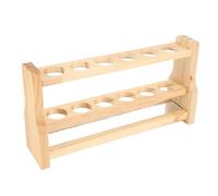 Acouto Soporte de Madera para Tubos de Ensayo, Almacenamiento de 6 Orificios Redondos, Soporte Multifuncional para Tubos de Ensayo para el Espacio de Trabajo del Laboratorio en el Hogar, 26 Mm/02