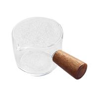 Acouto Taza de Medición de Picos Individuales, Copa de Tono de Madera de 50 Ml de Copa de café de Borosilicato de Borosilication con de Madera para Crema de Leche