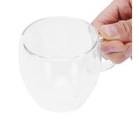 Acouto Taza de Vidrio con Asa, Transparente, Doble Pared, café, Leche, té, Taza para Beber, Resistente Al Calor, Toallita de Lavado de 350 Ml, Agua Potable, Fácil con y Después de Usted, de Agua, de