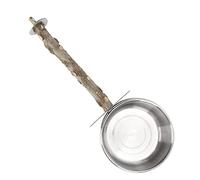 Acouto Tazas de Acero Inoxidable para Loros con Soporte de Abrazadera, Soporte para Cuenco de Comida para Pájaros, Taza de Madera y Acero Inoxidable, Tazas para Loros con, Comedero para con, para