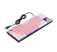 Acouto Teclado Mecánico con Interruptor Rojo, 87 Teclas, 26 Teclas, Teclado Mecánico Ergonómico Retroiluminado para Juegos con Interfaz USB para, Gris y Rojo, Obviamente la Sensación de Que Adopta