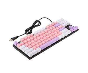 Acouto Teclado Mecánico con Interruptor Rojo, 87 Teclas, 26 Teclas, Teclado Mecánico Ergonómico Retroiluminado para Juegos con Interfaz USB para, Gris y Rojo, Obviamente la Sensación de Que Adopta