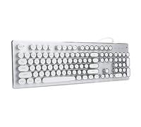 Acouto Teclado Mecánico para Juegos con Cable Retro, de Tecla con 104 Teclas, Diseño Ergonómico con Luz Mixta, Mecánico de Negra para No Hacer Teclado, para Juegos, con Cable Iluminado (White)