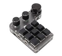 Acouto Teclas de Teclado Macro Programables 3 Perillas Conexión USB Teclado para Juegos OSU para Office Music Media Son Teclas Programables Macro Programable de 9 Juegos con una Sola Mano