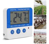 Acouto Termómetro Interior Exterior, Medidor Electrónico de Temperatura con Pantalla LCD Grande con Doble Alarma para Refrigeradores y Granjas Ganaderas