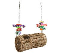 Acouto Túnel de Hierba Chewing Relajante Swing Bird Toy Woven House con Agujero para el Hámster de Perra de Cacatúa Hiched y Piezas de Hierba de Túnel de de de