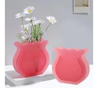 Acouto Vase de Pescado Vase Transparente Suave Acrílico Engrosado Simple Moderno de Pescado Pequeño para la Oficina Familiar Dormitorio del Jarrón Verde Transparente Adopta Lindos Vasos (Rosa