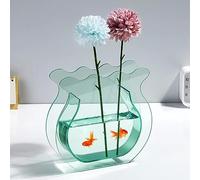 Acouto Vase de Pescado Vase Transparente Suave Acrílico Engrosado Simple Moderno de Pescado Pequeño para la Oficina Familiar Dormitorio del Jarrón Verde Transparente Adopta Lindos Vasos (Verde