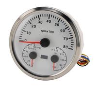 Acouto Velocímetro de 3 Pulgadas Tacómetro de 8000 Rpm Presión de Aceite de 0 a 150 PSI Temperatura de 100 a 250 ℉ Retroiluminación de 7 Colores 110 Mm 4-3/8 Pulgadas para RV Yate Camión Esfera