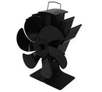 Acouto Ventilador de Estufa Negra de 6 Cuchillas Resistentes a Alta Temperatura Ventilador No Eléctrico Self Starting Ventil para el Horno de Energía Aumento de la Comodidad de Ahorro