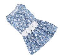 Acouto Vestido Floral para Perros Azul Claro Ropa Linda para Mascotas para Perros Pequeños Fiesta Poliéster Transpirable para Chihuahua y Otras Razas Pequeñas (S)