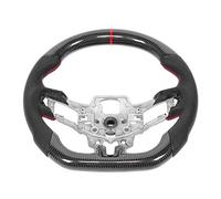 Acouto Volante de Fibra de Carbono Cuero Perforado Costuras Rojas Apto para Dirección de Carreras V6//GT/Shelby Volante de Fibra de Carbono OHCVolante de CarrerasVolante para