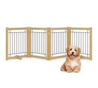Acovy Puerta para Mascotas con Marco de Madera Maciza de 24 Pulgadas de Altura, Puertas Independientes para Perros, Vallas Plegables para escaleras, casa, Puerta, Extra Ancha, 4 Paneles, 80 Pulgadas