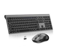 Acozykitten - Combo de teclado inalámbrico y mouse ajustable, 2.4 G, USB, interruptor de tijera, bloqueo Fn, para laptop, PC, Chromebook y Windows 11/10/7, color gris