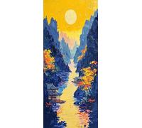 Acqua Di Montagna Dipingere con i Numeri Adulti, Misura XXL 35x105cm,Vista 1 Paint by Numbers Kit Principianti Con 3 Penne, Kit Fai Da Te, Hobby Creativi Adulti Decorazioni, (Senza Cornice) P0M-146