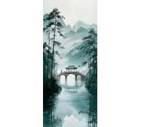 Acqua Di Montagna Dipingere con i Numeri Adulti, Misura XXL 90x270cm,Ponte Paint by Numbers Kit Principianti Con 3 Penne, Kit Fai Da Te, Hobby Creativi Adulti Decorazioni, (Senza Cornice) P0M-380