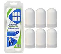 acquaverde | 6 Cartuchos universales de polifosfato, recargas para dosificadores proporcionales de la caldera, antical, anticorrosivos, tratamiento de agua doméstica, listos para usar en blísters