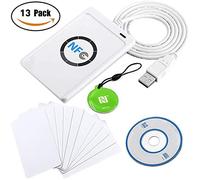 ACR122U Lector NFC + SDK + 10 IC Tarjeta MIFARE en Blanco + 1 MF Tarjeta de ilavero Lector y Grabador de Tarjetas Inteligentes sin Contacto Enlazados a PC (13 Piezas)