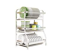 ACRaBoss Escurridor de Platos de 3 Niveles, de Acero Inoxidable Cromado, Organizador para Cocina, con Soporte para Utensilios, Tabla de Cortar Y Escurridor. Instalación sin Herramientas./No Side