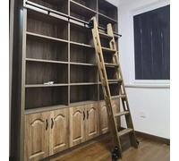 ACRaBoss Juego Completo de Herrajes para Escalera de Biblioteca con Ruedas, Riel de Escalera Móvil de Tubo Redondo con Ruedas Deslizantes para el Suelo, Ideal para el Hogar Y la Oficina./16Ft/500Cm Tr