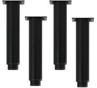 ACRaBoss Juego de 4 Patas de Metal Ajustables para Muebles, Patas de Repuesto para Sofá, Mesa, Armario, con Tornillos, Altura Ajustable, Patas de Soporte para Cama, Mesa de Centro, Sillón./Black/150Mm