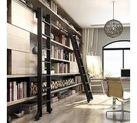 ACRaBoss Kit Completo de Rieles para Escalera de Biblioteca Deslizante con Gancho, Rodillo Superior Telescópico con Gancho, Ruedas de Piso con Freno (Sin Escalera), Multiusos para Escaleras de Desván