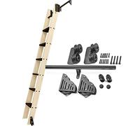 ACRaBoss Kit de Herrajes para Escalera Corrediza de Biblioteca, Riel de Escalera Rodante de 1 a 6 Metros, Rieles Móviles de Tubo Redondo de Acero Negro con Ruedas de Piso, Fácil de Instalar (Sin Escal