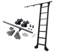 ACRaBoss Kit de Herrajes para Escalera de Biblioteca con Ruedas de Tubo Redondo, Juego Completo de Rieles con Ruedas de Piso, Riel Deslizante de Metal Duradero para Uso en Interiores./13Ft/400Cm Track