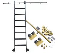 ACRaBoss Kit de Herrajes para Escalera de Biblioteca con Ruedas, Juego Completo de Herrajes para Escalera Corrediza de Tubo Redondo con Rodillo de Suelo Y Freno para Casa, Interior Y Loft./20Ft/610Cm