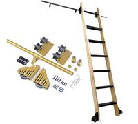 ACRaBoss Kit de Herrajes para Escalera de Biblioteca con Ruedas, Riel Ajustable de 100 a 732 cm para Hogar, Oficina Y Almacén, Incluye Ruedas de Piso con Freno./16Ft/500Cm Track Kit