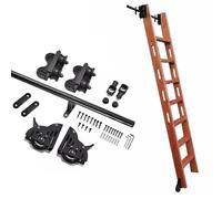 ACRaBoss Kit de Herrajes para Escalera de Biblioteca con Ruedas, Riel de Escalera Móvil de Tubo Redondo de Metal con Ruedas de Piso, Riel Deslizante para Hogar, Oficina Y Estanterías./10Ft/300Cm Track