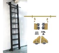 ACRaBoss Kit de Herrajes para Escalera de Biblioteca Deslizante de Acero Al Carbono, Riel Rodante con Ruedas para Estanterías, Hogar Y Oficinas./8Ft/244Cm Track Kit
