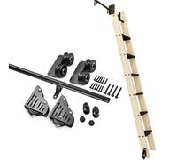 ACRaBoss Kit de Herrajes para Escalera de Biblioteca Rodante, Más Silencioso, Resistente Y Duradero, Riel Deslizante de Tubo Redondo de Acero Al Carbono con Rodillo de Piso./3.3Ft/100Cm Track Kit