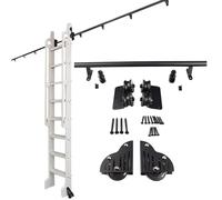 ACRaBoss Kit de Herrajes para Escalera Móvil con Ruedas para Biblioteca, Riel Deslizante Ajustable, Incluye Ruedas de Piso con Freno para Uso en el Hogar Y la Oficina (Sin Escalera)/3.3Ft/100Cm Track