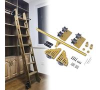 ACRaBoss Kit de Herrajes para Escalera Retráctil con Ruedas para Biblioteca, para Casa/Oficina, Riel Ajustable de 1 a 6 Metros, Riel Deslizante con Ruedas de Piso (Sin Escalera)/10Ft/300Cm Track Kit