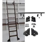 ACRaBoss Kit de Herrajes para Escalera Rodante de 3,3 a 24 Pies, Kit de Escalera Deslizante para Biblioteca, Riel de Escalera Móvil de Tubo Redondo con Ruedas de Piso/6.6Ft/200Cm Track Kit