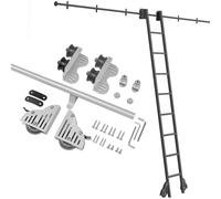 ACRaBoss Kit de Herrajes para Escalera Rodante de Biblioteca Premium de 3,3 a 20 Pies, Soporte Móvil de Escalera de Tubo Redondo de Metal Completo para Estanterías con Rodillo de Piso Seguro./6.6Ft/20