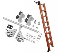 ACRaBoss Kit de Riel Deslizante para Escalera de Biblioteca con Tubo Redondo de Acero, Kit de Herrajes para Escalera Rodante con Ruedas para Uso en el Hogar, el Desván Y la Oficina./10Ft/300Cm Track K
