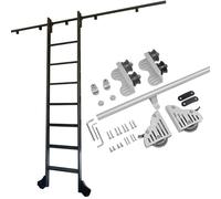 ACRaBoss Kit Innovador de Herrajes para Escalera Rodante de Biblioteca, Elegante Riel de Escalera Móvil de Tubo Redondo, Kit de Riel Retráctil para Puerta Corrediza de Granero/16Ft/500Cm Track Kit