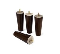 ACRaBoss Patas de Madera para Muebles, Patas de Mesa, Patas Cónicas Rectas, Patas de Repuesto de Maderaiza para Sofá, Cama, Gabinete, Silla, Patas de Sofá, Rosca M6, Color Nogal, 4 Piezas/10Cm