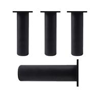 ACRaBoss Patas de Metal Ajustables para Muebles, 4 Piezas de Patas Redondas para Mesa, Patas de Repuesto para Sofá, para Escritorio, Tv, Sillón, Cama, Altura Ajustable de 15 Mm, con Tornillo./Black/40