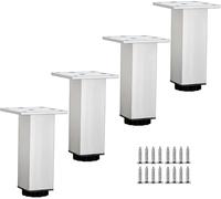 ACRaBoss Patas para Muebles, 4 Piezas Ajustables, Color Negro/Blanco, Patas de Aluminio para Gabinete, Patas de Mesa, Patas Cuadradas para Muebles, Patas de Repuesto Diy, 8 Cm, 10 Cm, 15 Cm, 20 Cm, 25